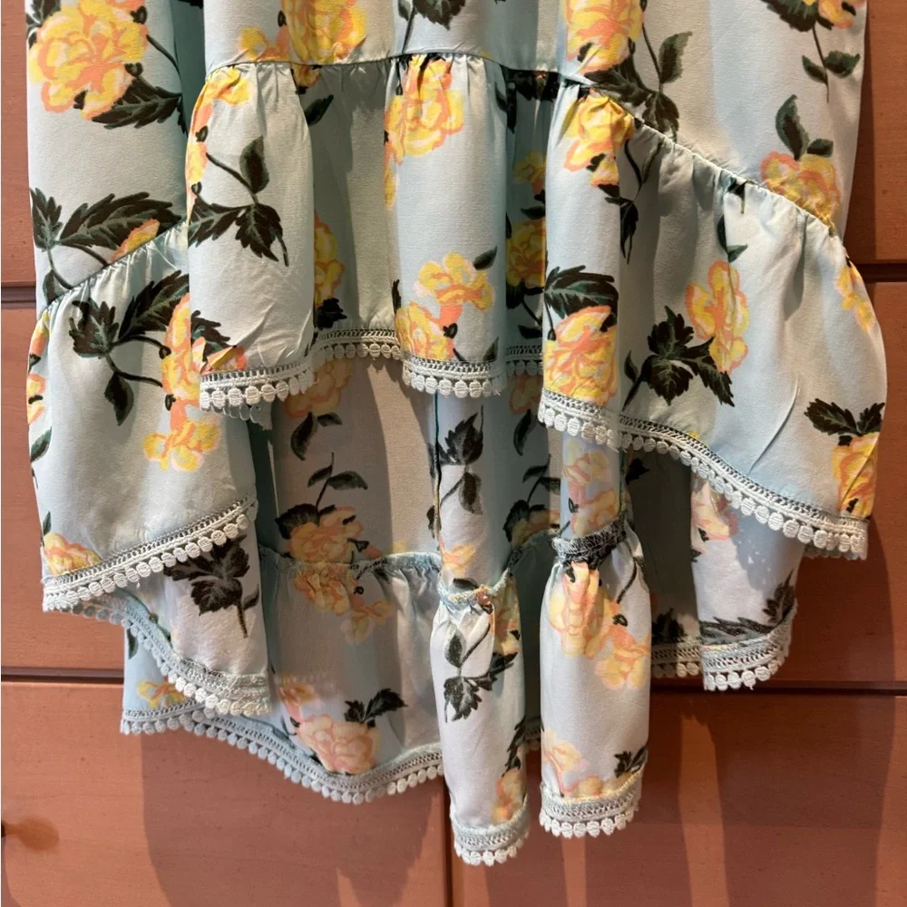 Justice Yellow Rose Floral Tiered Girl’s Skirt Size 8